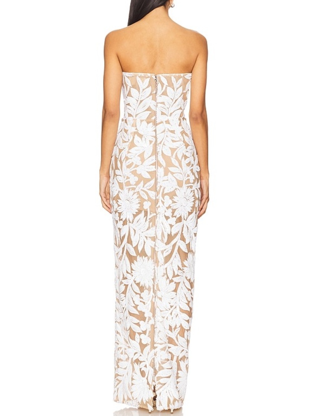 Bronx and Banco Strapless White Floral Lace Gown - Picture 4 of 6